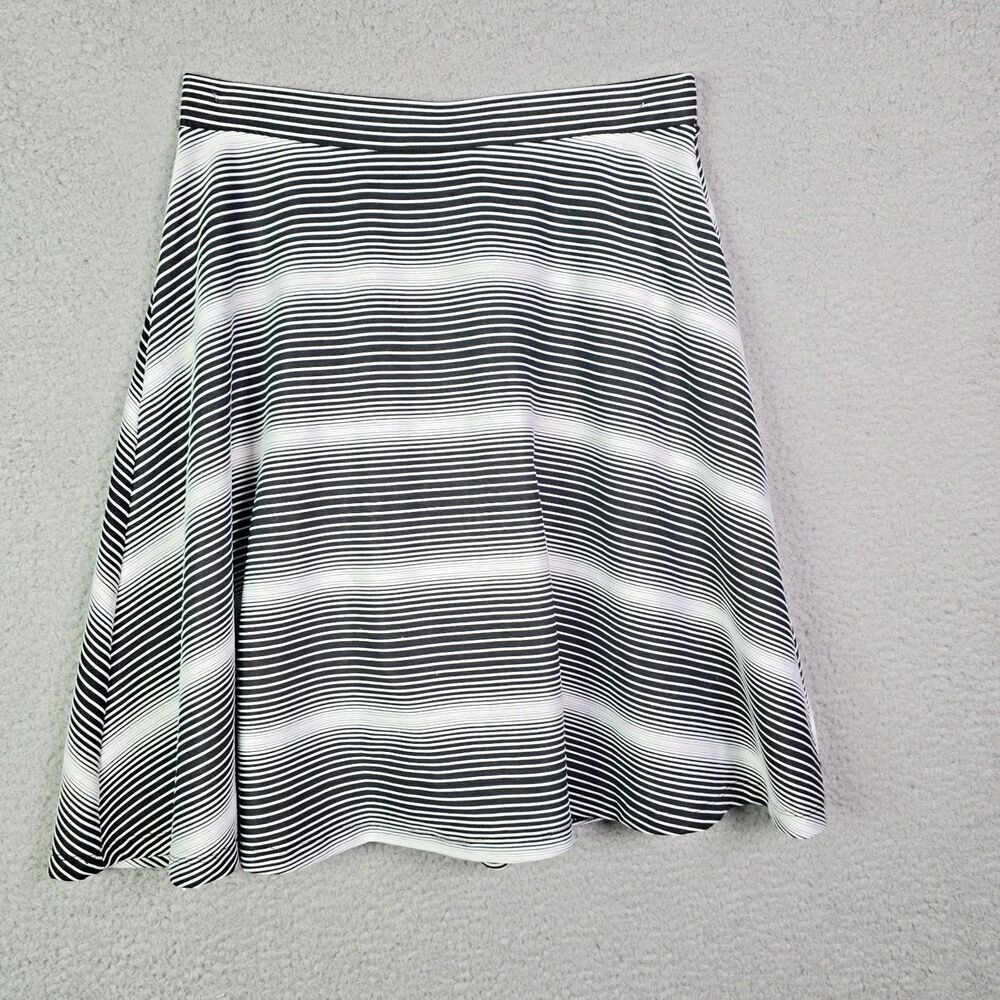 Beige by ECI A-Line Skirt Black White Stripe Stretch Pull On A Line Size M